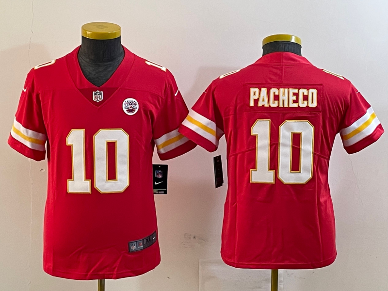 Youth 2025 Kansas City Chiefs 10 Pacheco red Nike NFL jersey style 43
